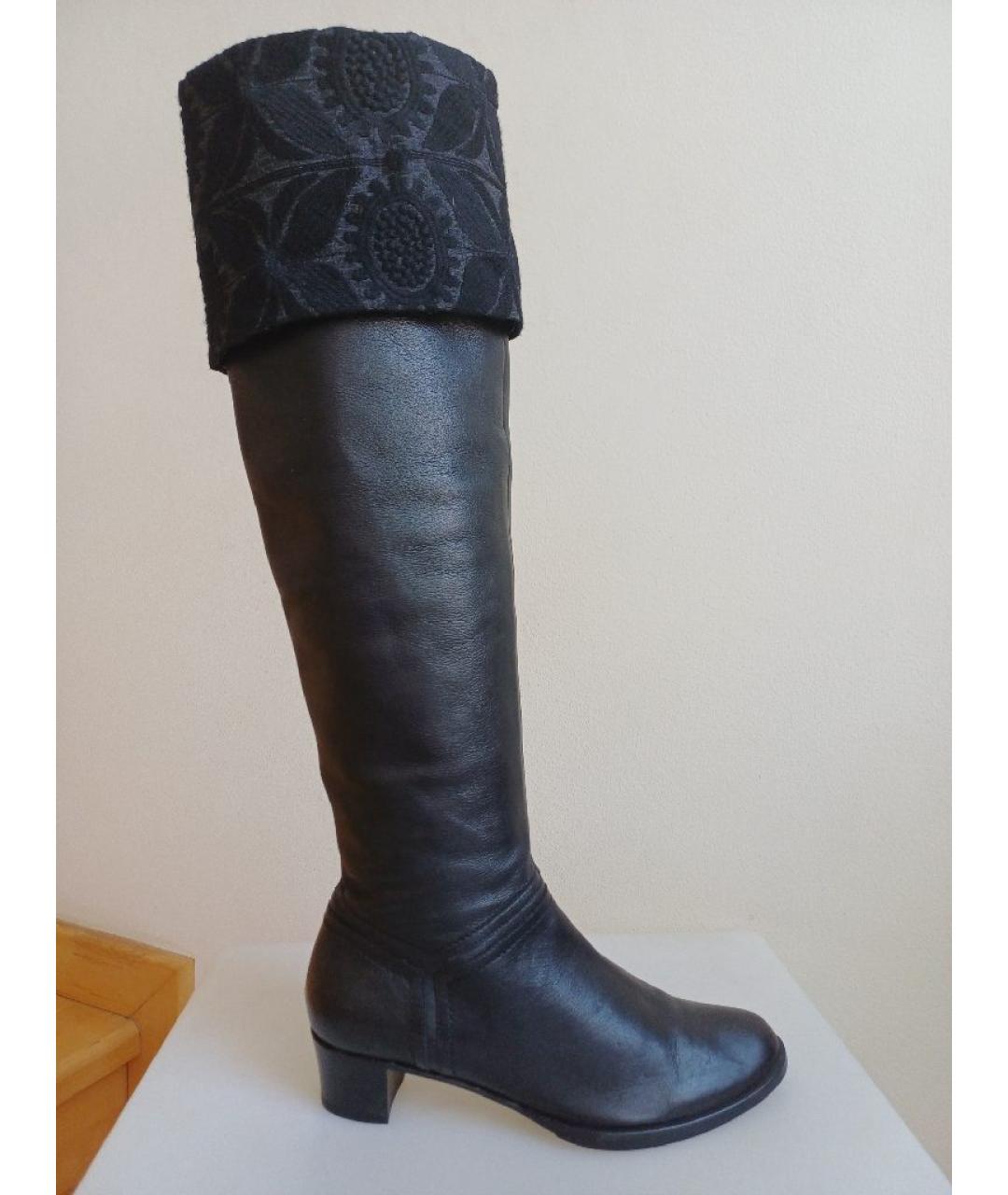 POLLINI Черные кожаные ботфорты, фото 9