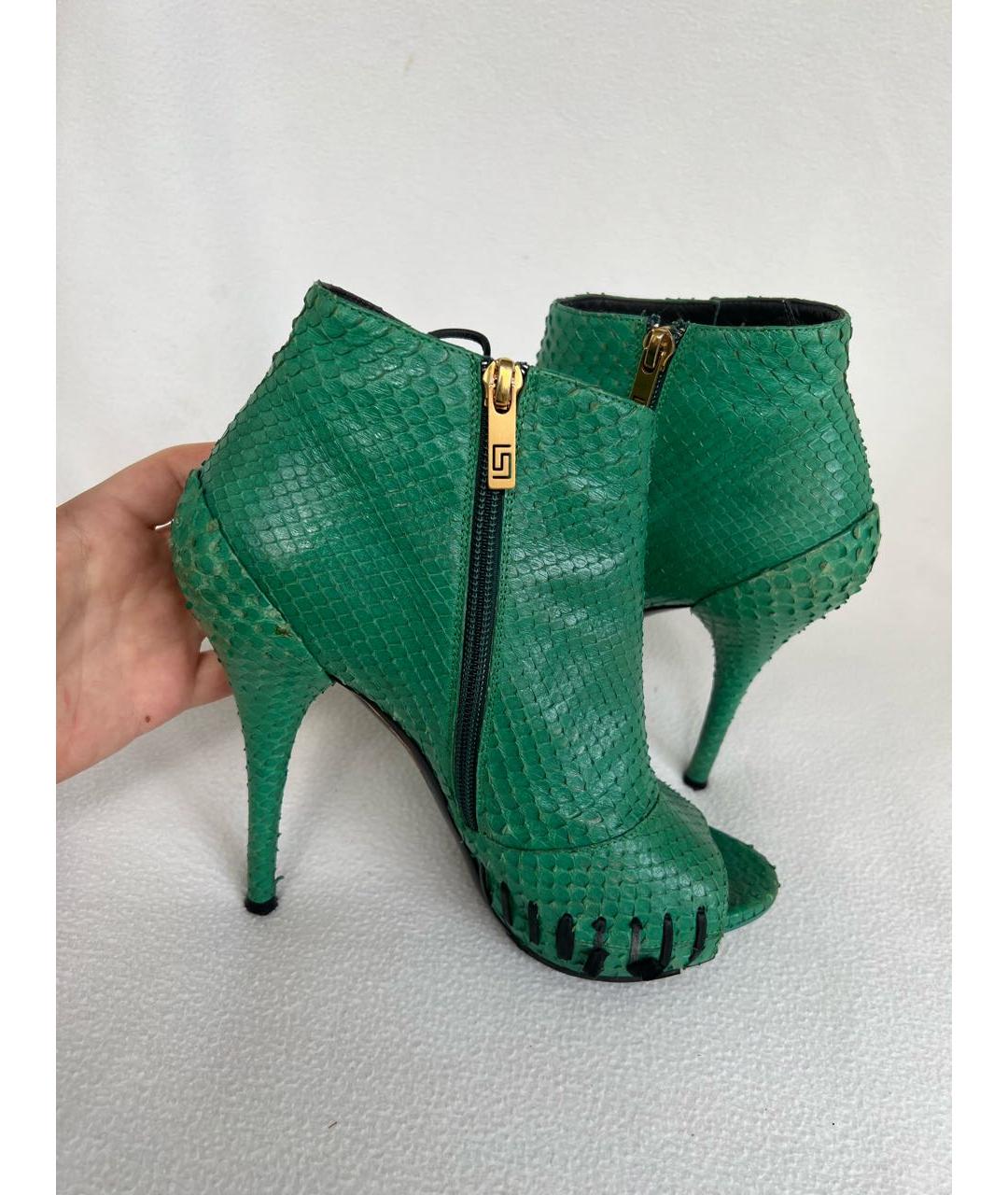 VERSACE Зеленые босоножки из экзотической кожи, фото 6