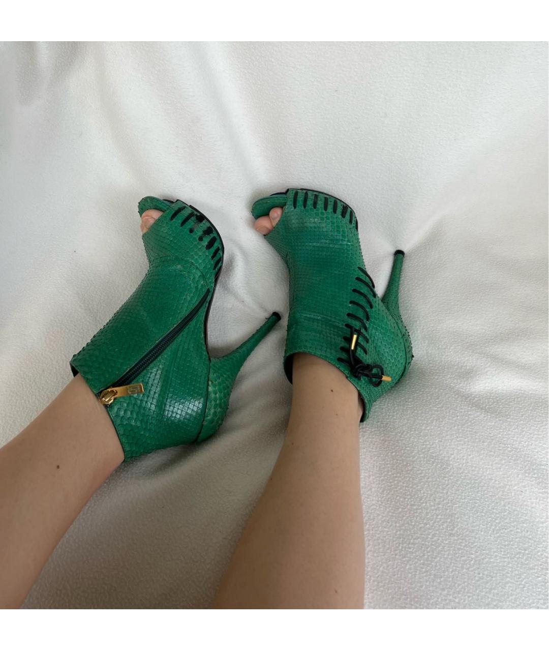 VERSACE Зеленые босоножки из экзотической кожи, фото 7