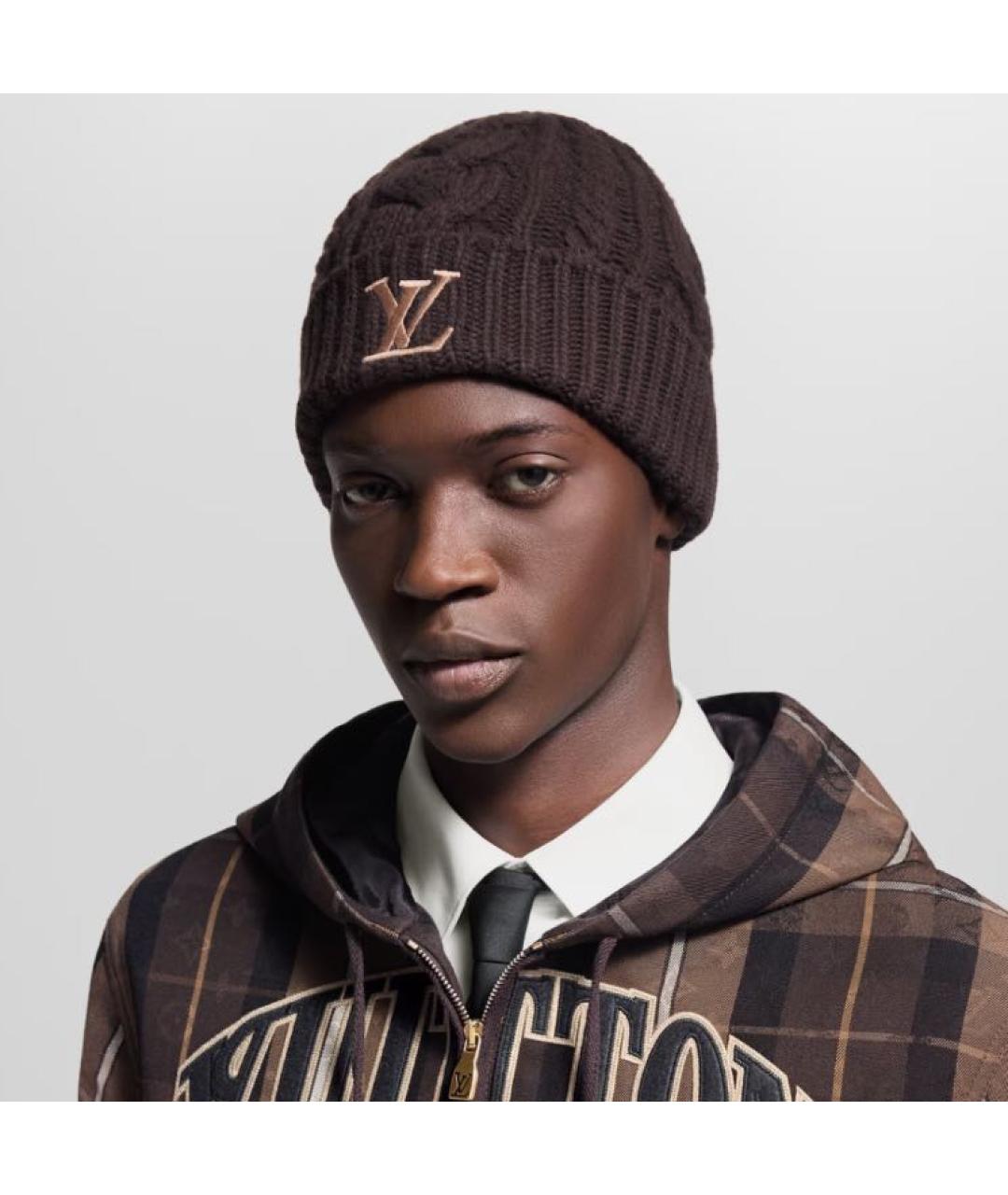 LOUIS VUITTON Коричневая шерстяная шапка, фото 4