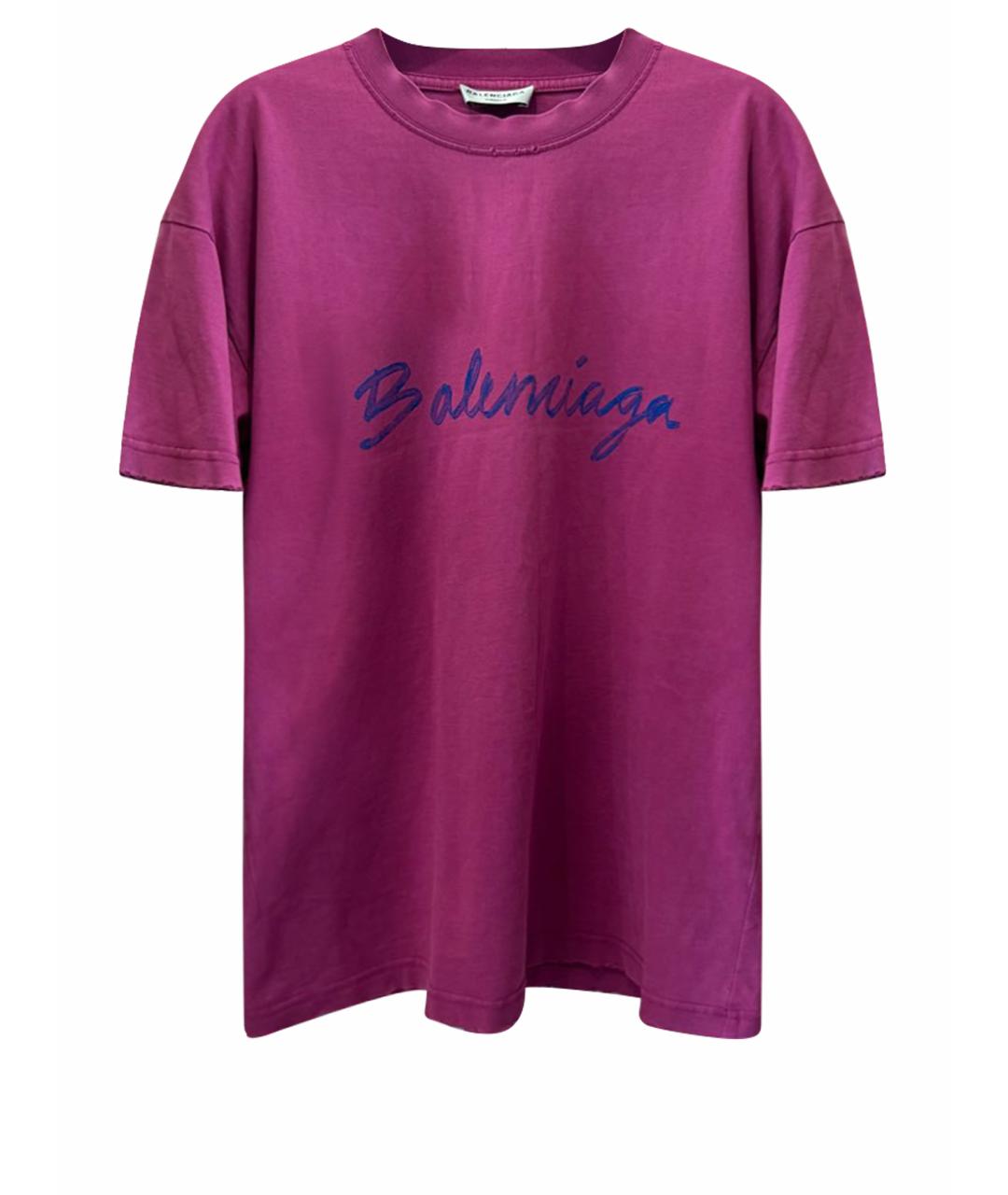 BALENCIAGA Фуксия хлопковая футболка, фото 1