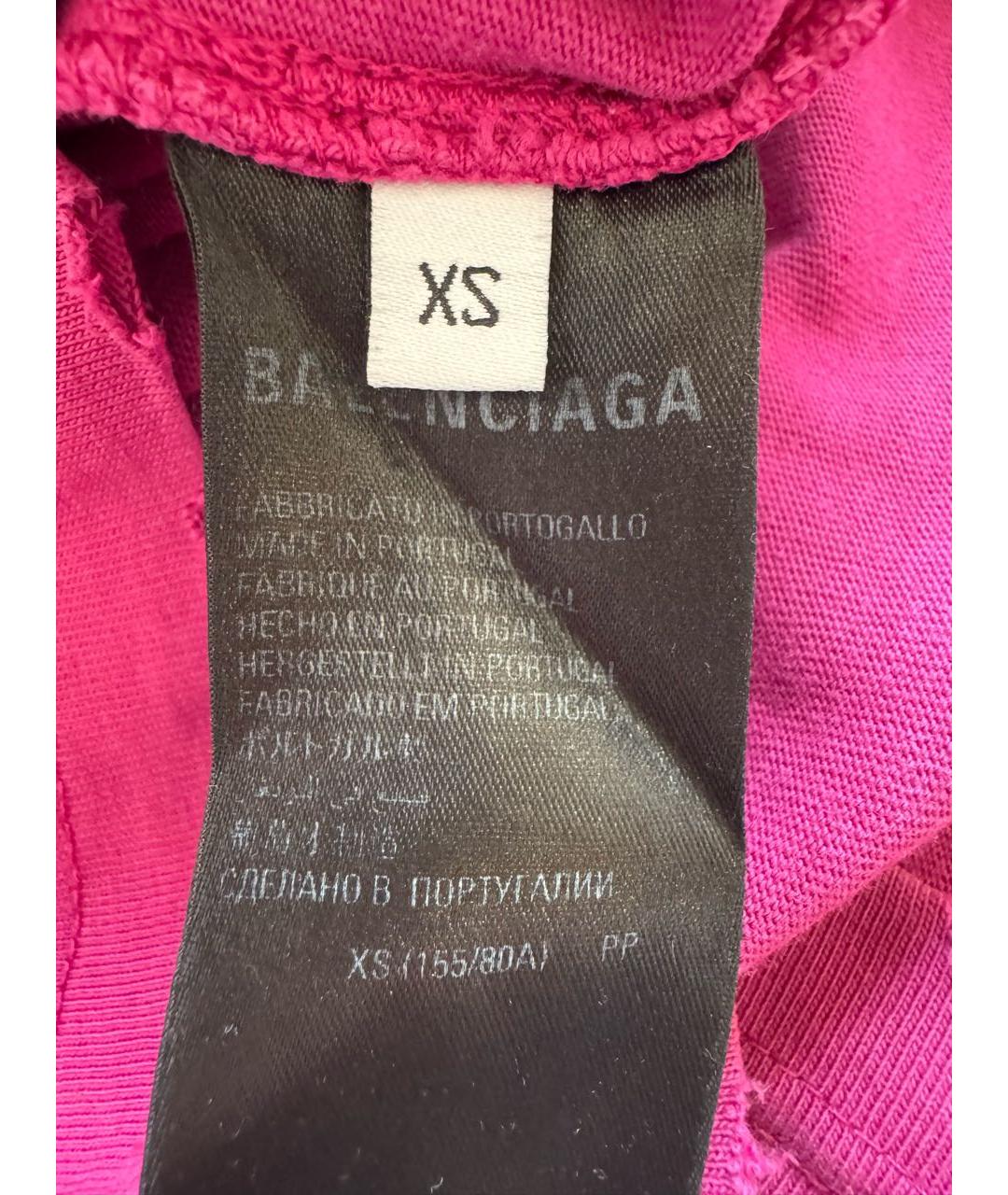 BALENCIAGA Фуксия хлопковая футболка, фото 4