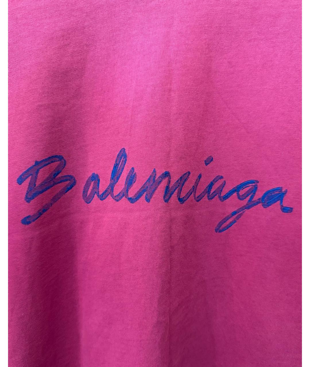 BALENCIAGA Фуксия хлопковая футболка, фото 2