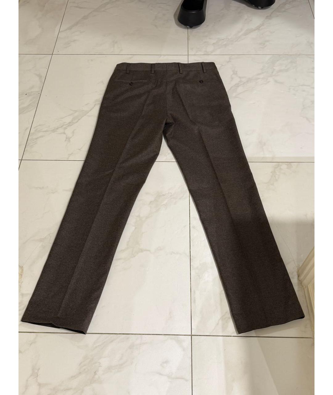 LORO PIANA Коричневые шерстяные повседневные брюки, фото 2
