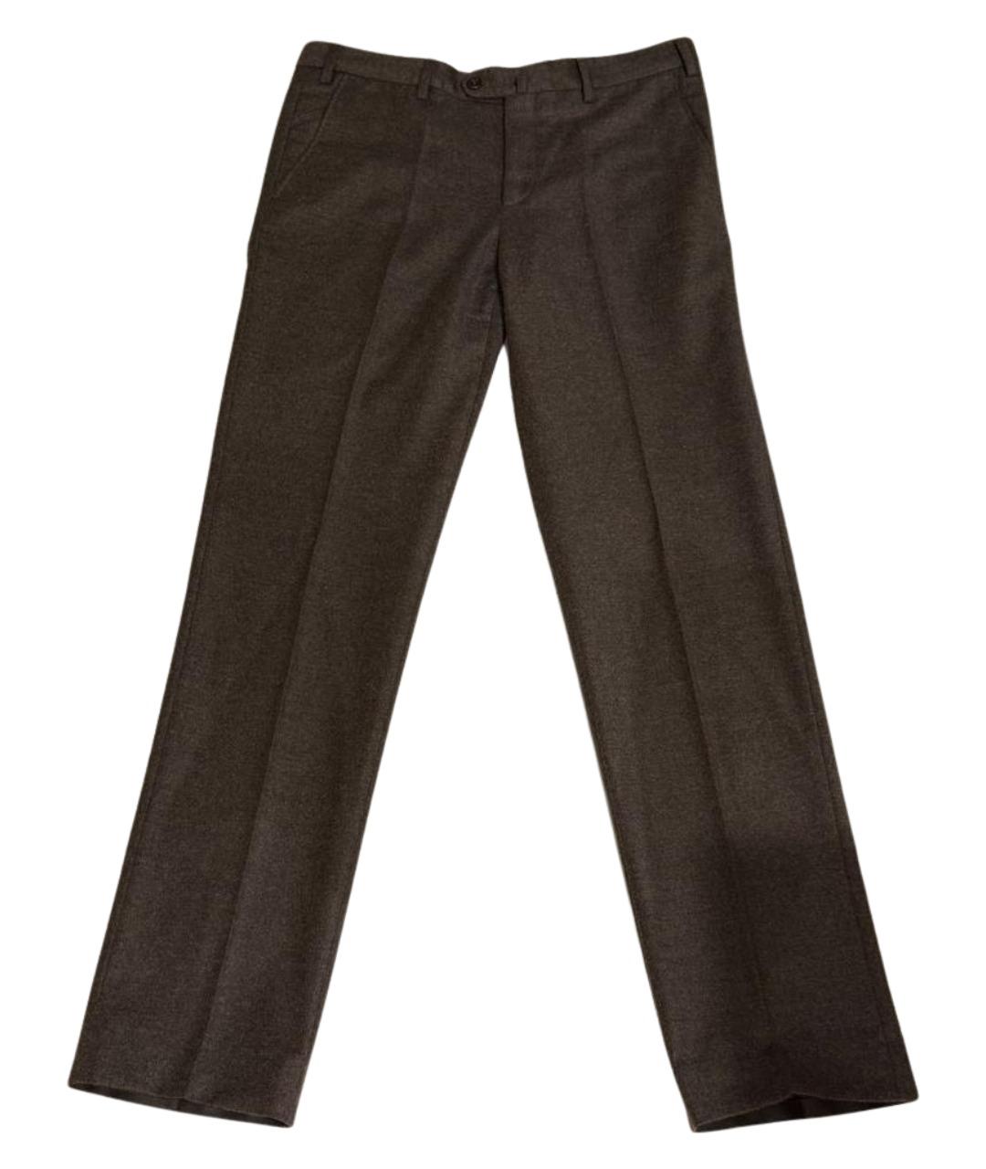 LORO PIANA Коричневые шерстяные повседневные брюки, фото 1
