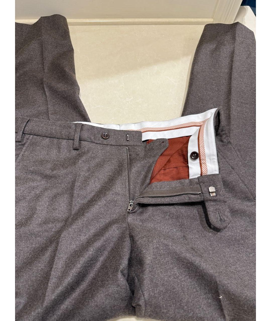 LORO PIANA Коричневые шерстяные повседневные брюки, фото 4