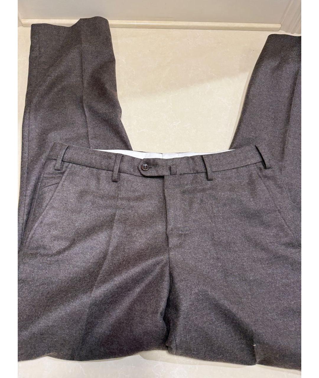 LORO PIANA Коричневые шерстяные повседневные брюки, фото 3