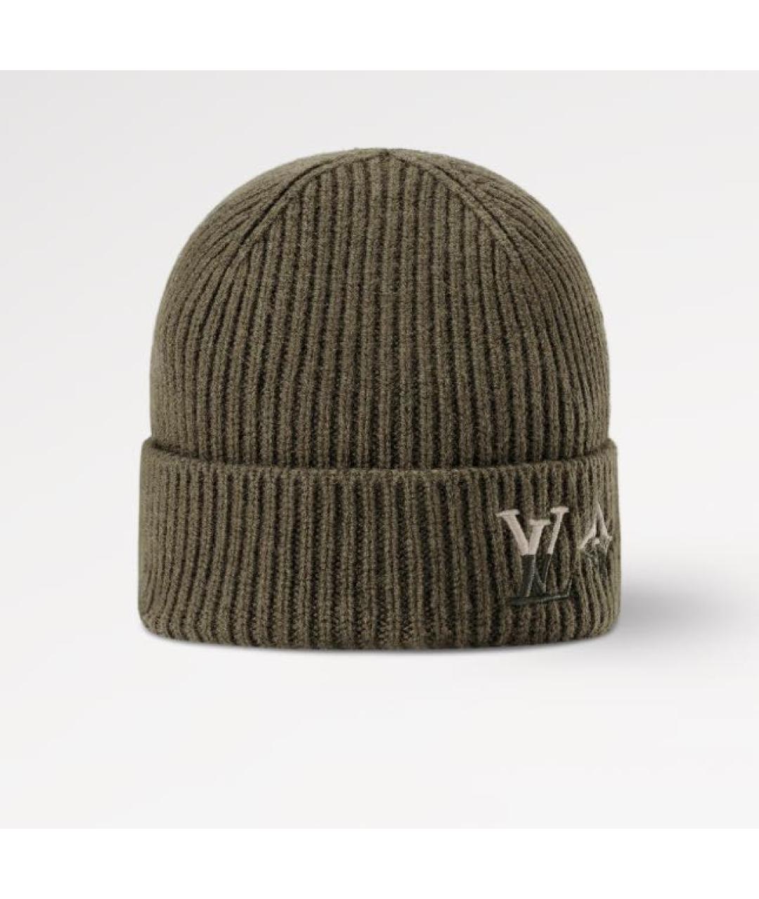LOUIS VUITTON Хаки кашемировая шапка, фото 4