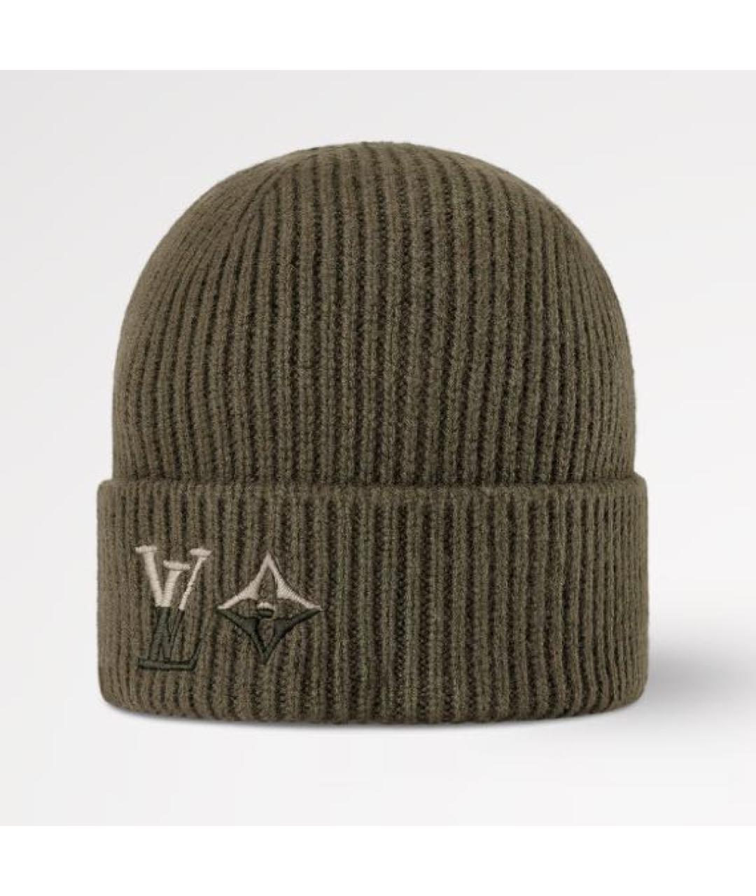 LOUIS VUITTON Хаки кашемировая шапка, фото 2