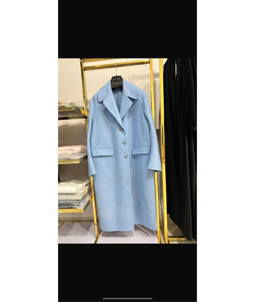 ERMANNO SCERVINO Голубое шерстяное пальто, фото 2