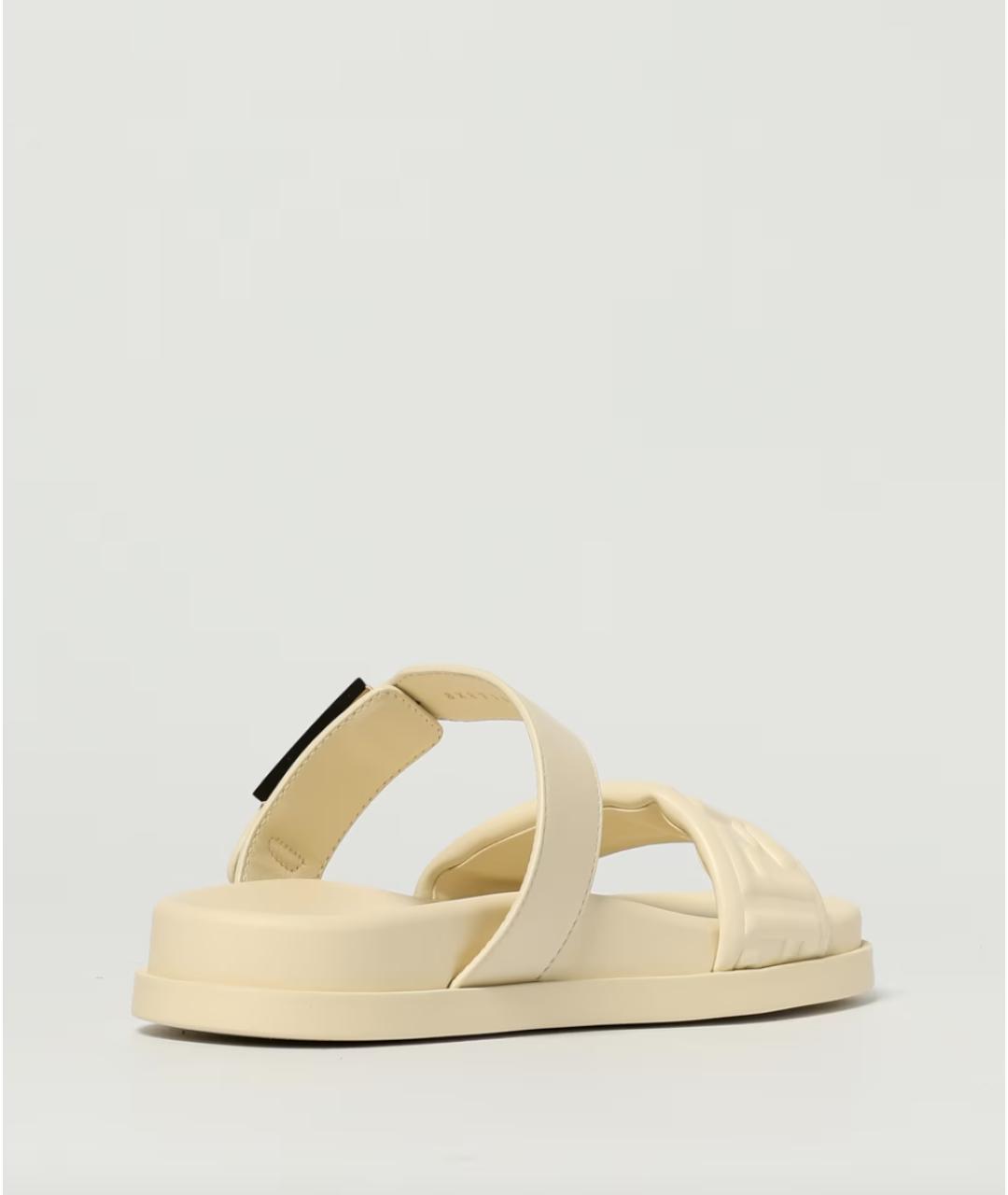 FENDI Бежевые кожаные шлепанцы, фото 3