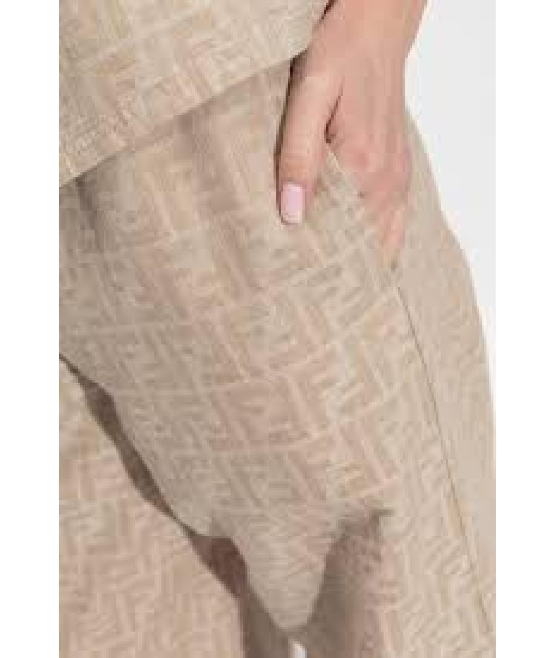 FENDI Бежевые прямые брюки, фото 4