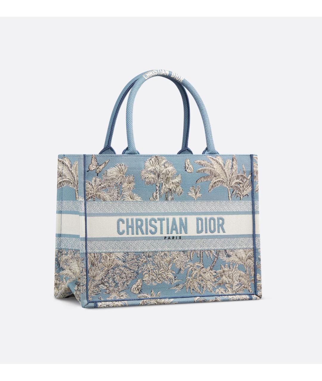 CHRISTIAN DIOR Голубая тканевая сумка тоут, фото 3