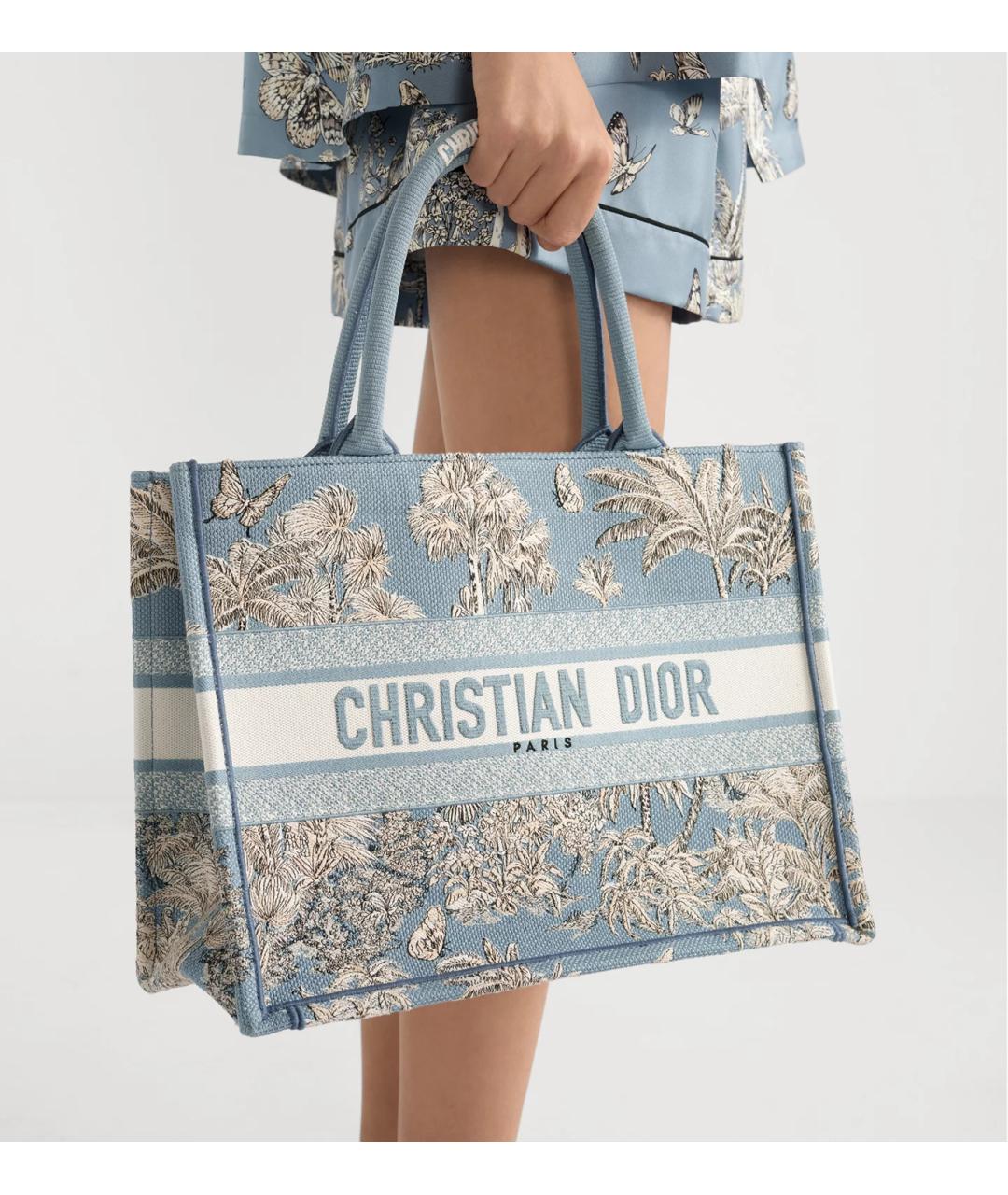 CHRISTIAN DIOR Голубая тканевая сумка тоут, фото 4