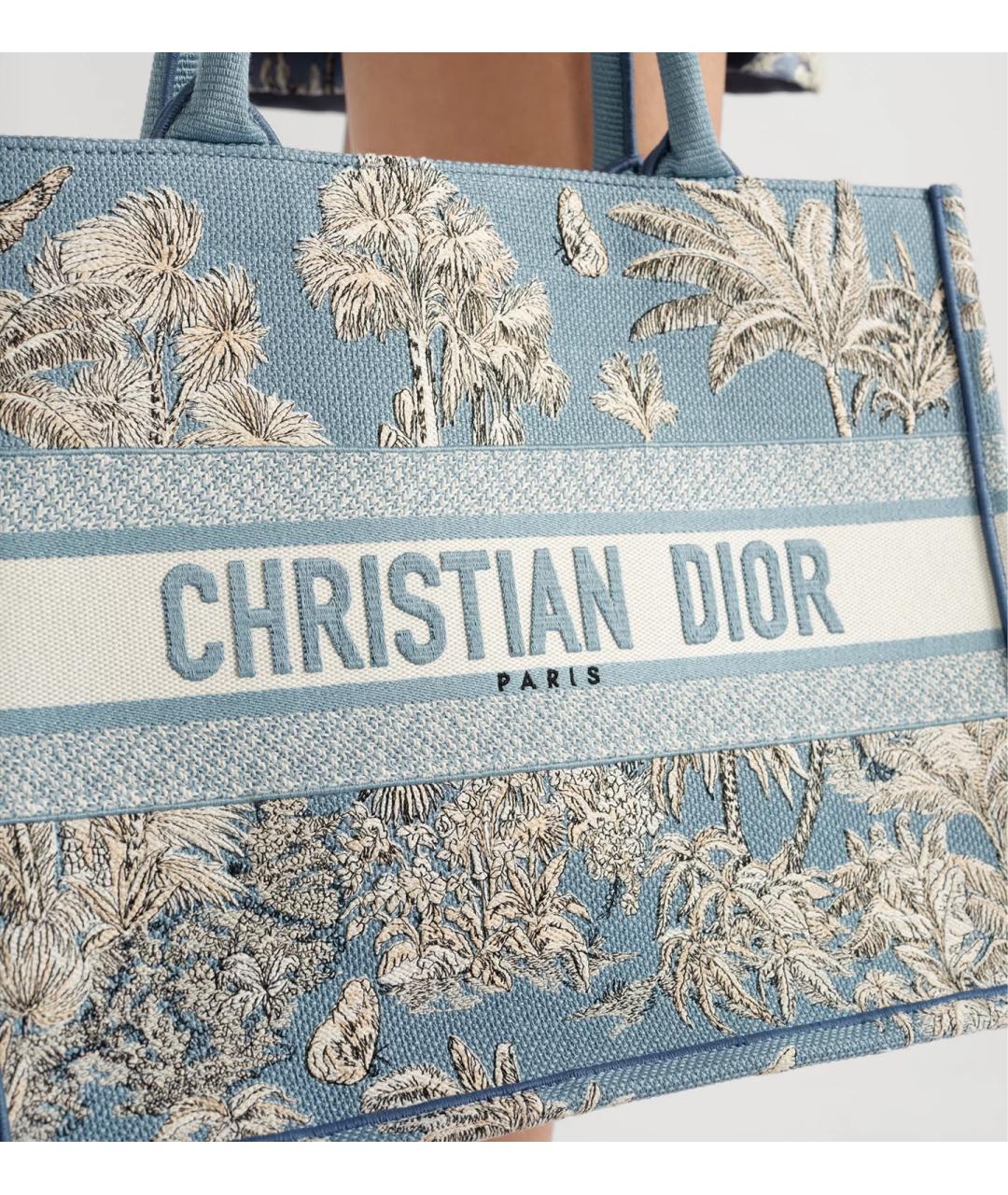 CHRISTIAN DIOR Голубая тканевая сумка тоут, фото 5