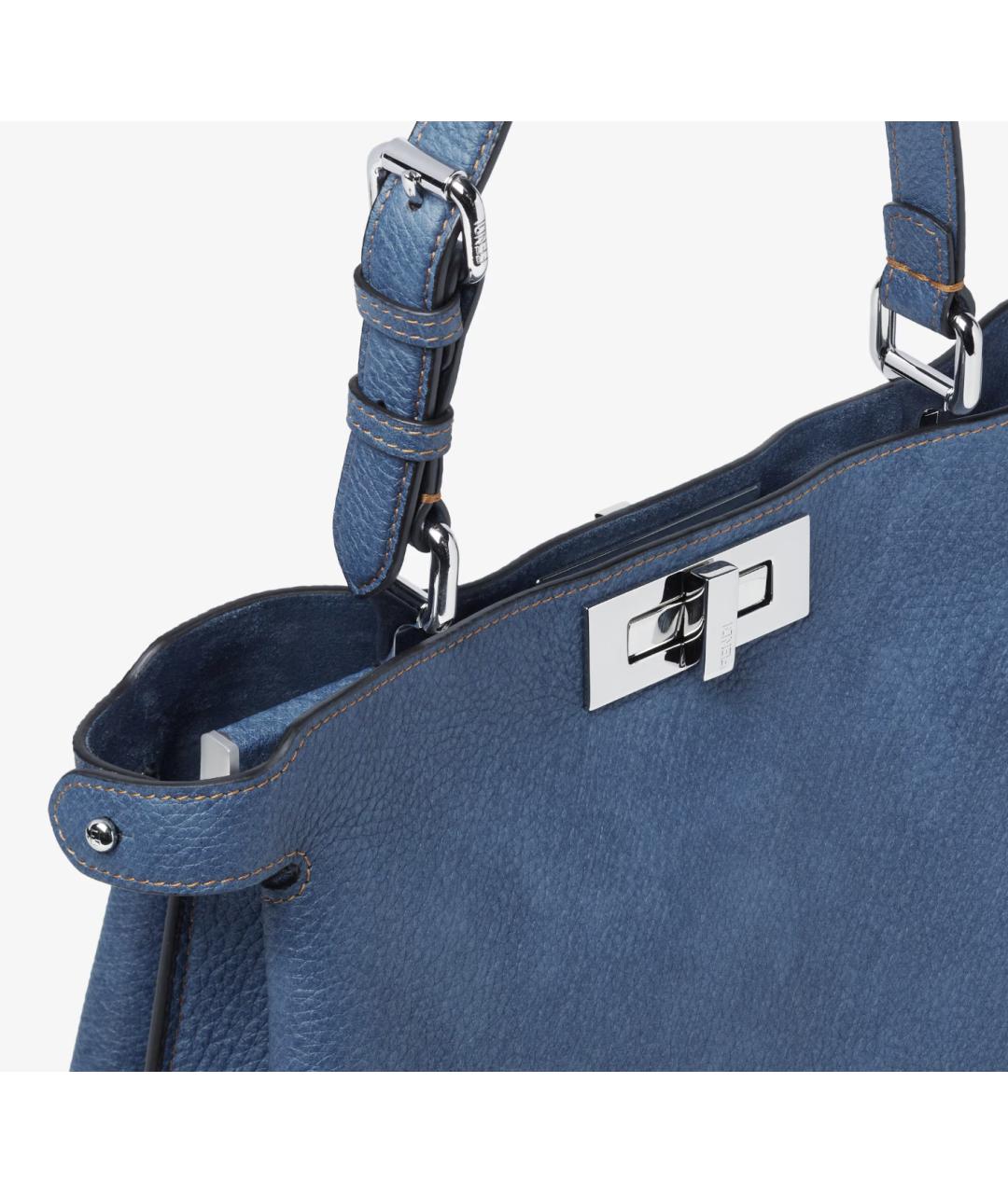 FENDI Синяя кожаная сумка тоут, фото 6