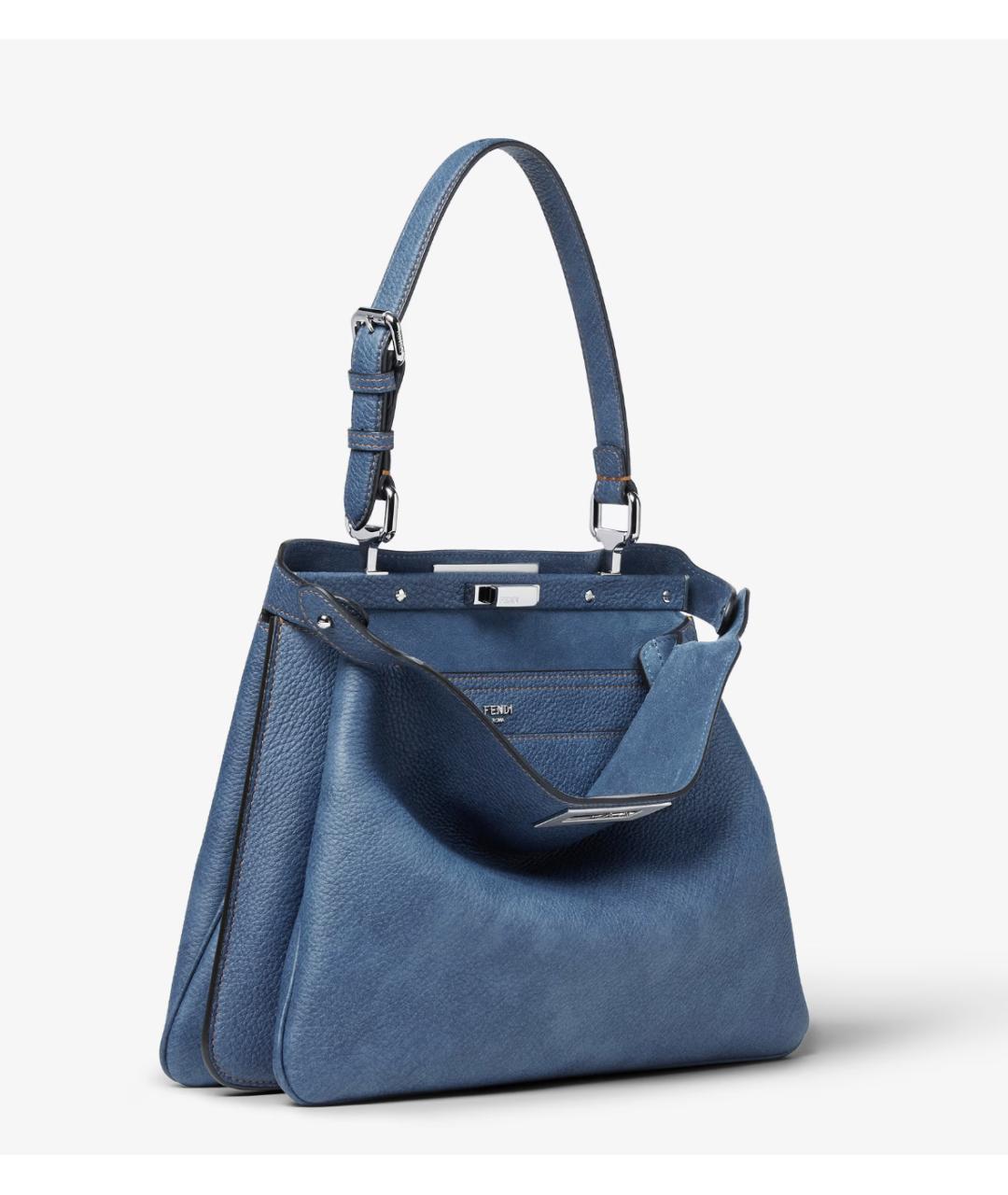 FENDI Синяя кожаная сумка тоут, фото 3