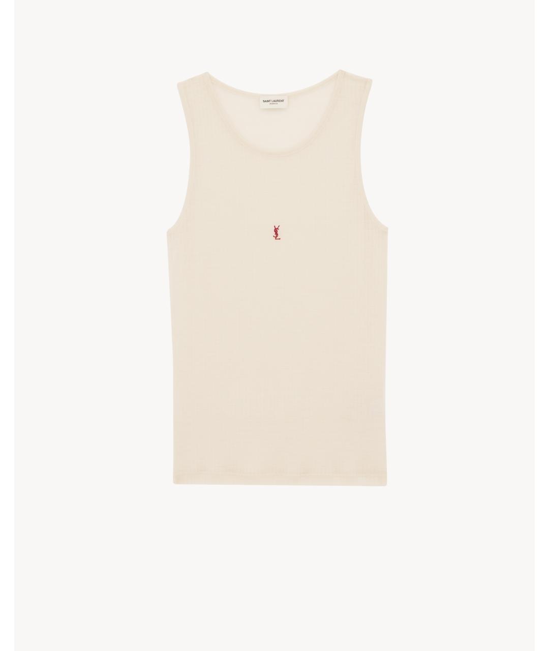 SAINT LAURENT Бежевая шерстяная майка, фото 4