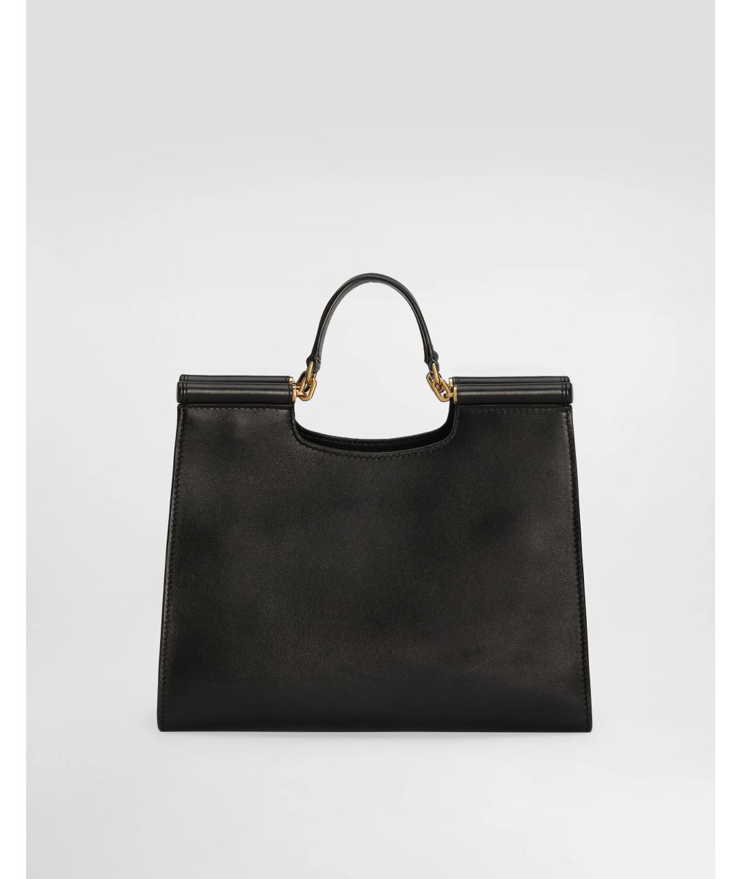 DOLCE&GABBANA Черная кожаная сумка тоут, фото 4