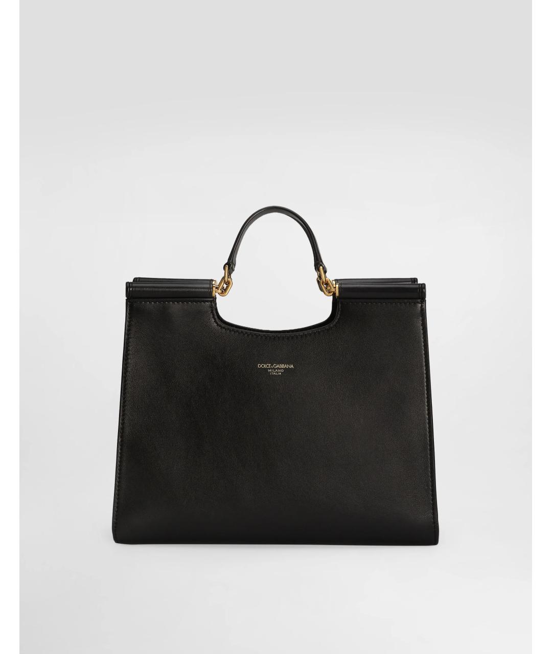 DOLCE&GABBANA Черная кожаная сумка тоут, фото 8