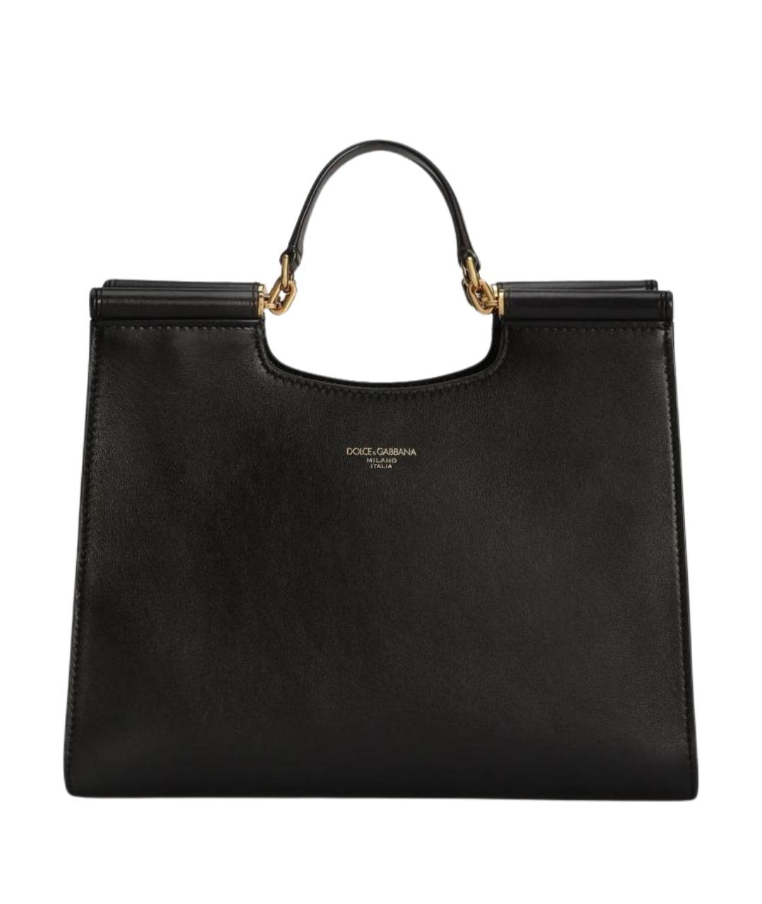 DOLCE&GABBANA Черная кожаная сумка тоут, фото 1