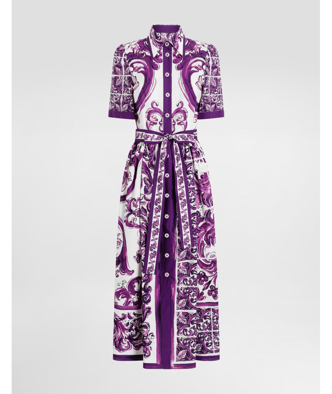 DOLCE&GABBANA Фиолетовое хлопковое повседневное платье, фото 6