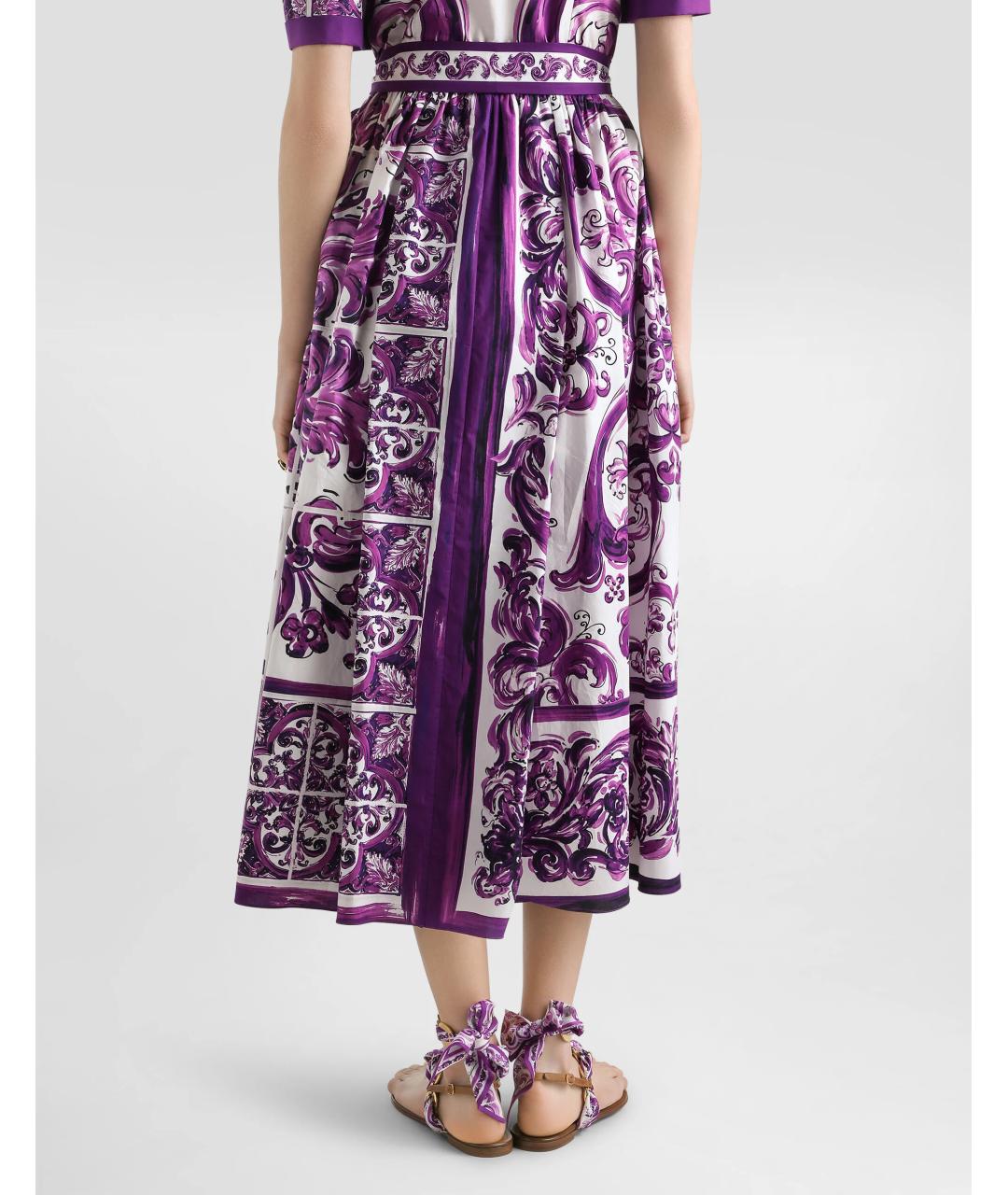 DOLCE&GABBANA Фиолетовое хлопковое повседневное платье, фото 5