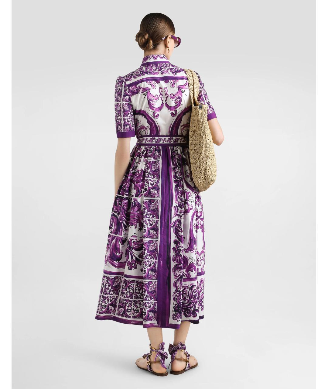 DOLCE&GABBANA Фиолетовое хлопковое повседневное платье, фото 3