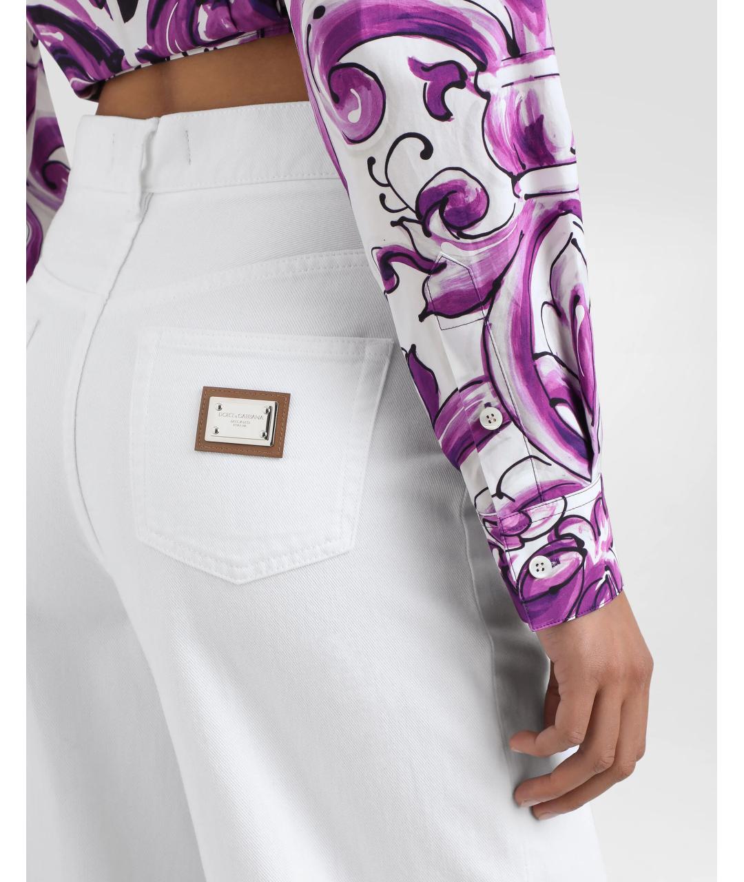DOLCE&GABBANA Белые хлопковые прямые джинсы, фото 5