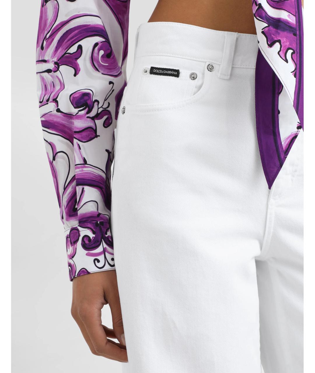DOLCE&GABBANA Белые хлопковые прямые джинсы, фото 4