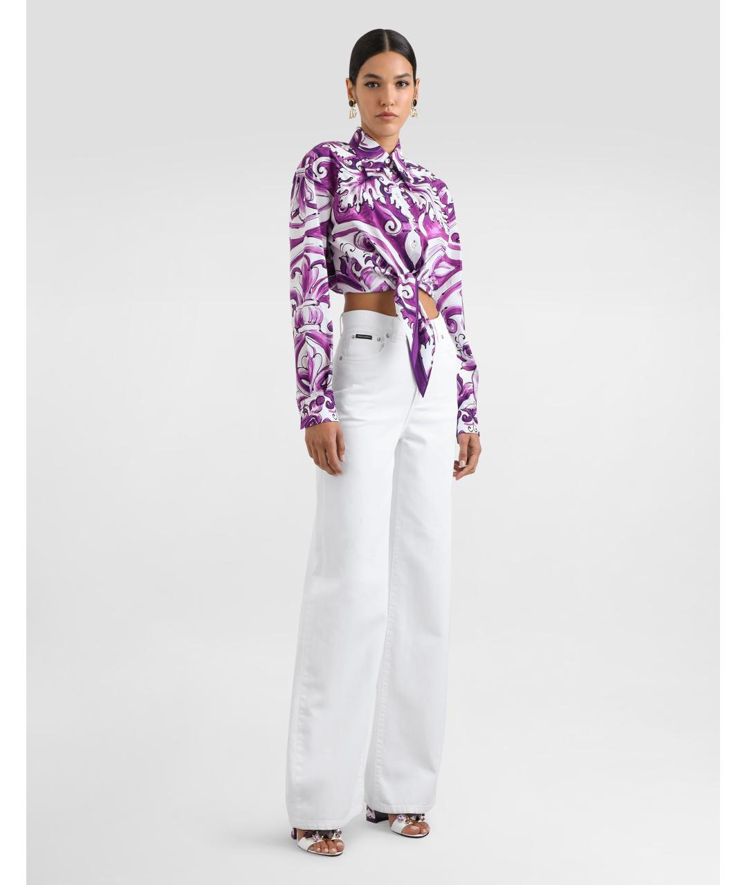 DOLCE&GABBANA Белые хлопковые прямые джинсы, фото 2