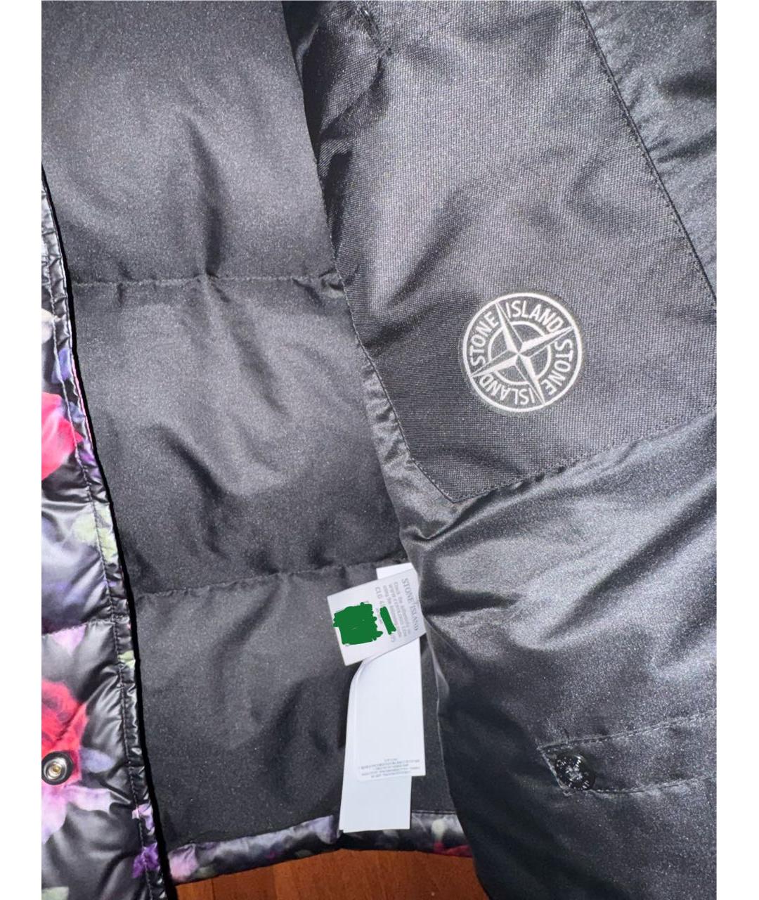 STONE ISLAND Черный полиуретановый пуховик, фото 8