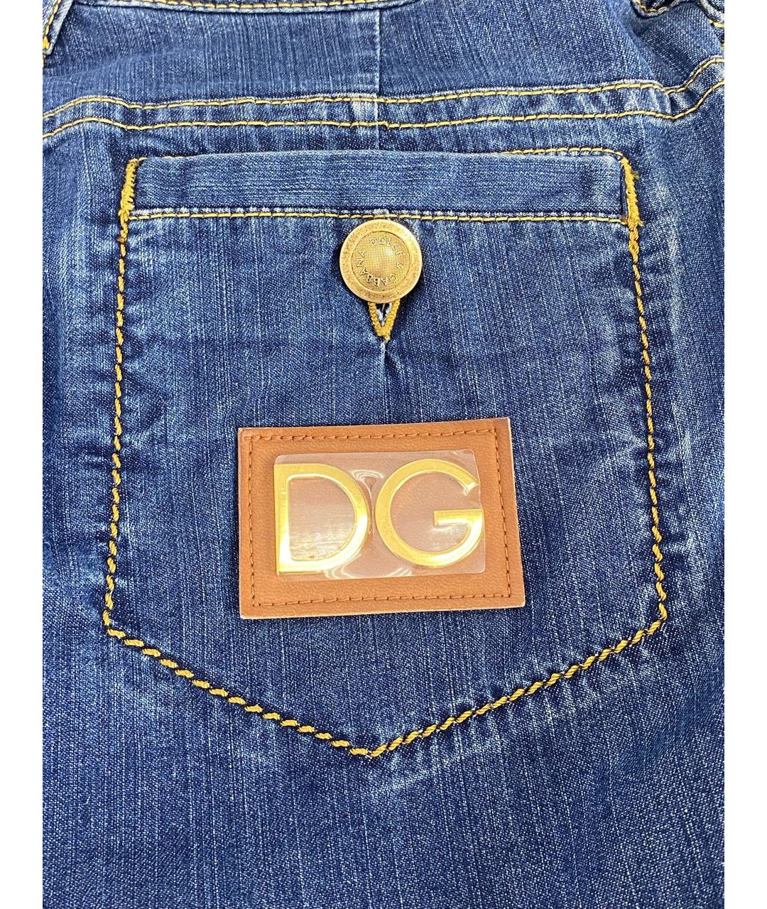 DOLCE&GABBANA Синие хлопковые прямые джинсы, фото 4