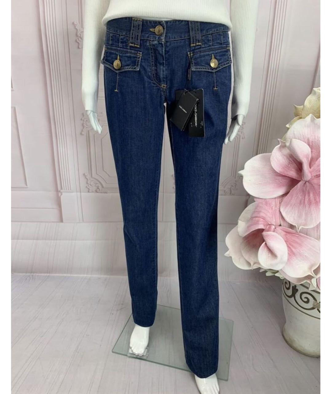 DOLCE&GABBANA Синие хлопковые прямые джинсы, фото 6