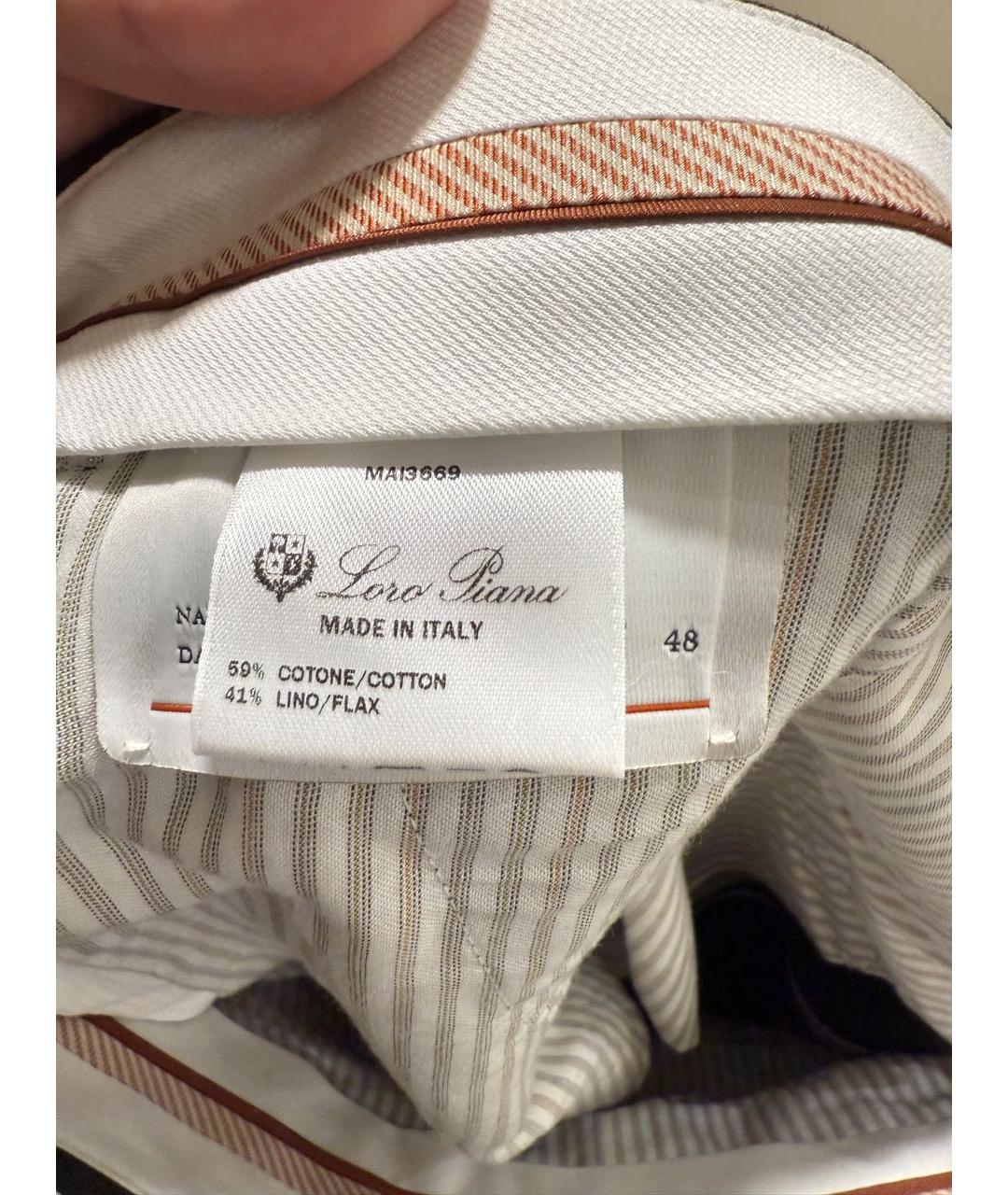 LORO PIANA Коричневые хлопковые классические брюки, фото 6