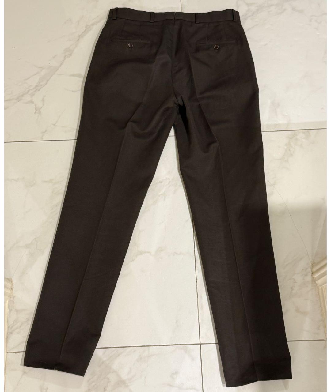 LORO PIANA Коричневые хлопковые классические брюки, фото 2