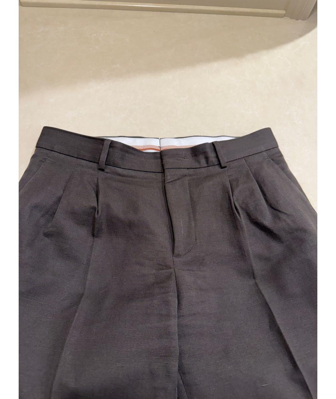 LORO PIANA Коричневые хлопковые классические брюки, фото 3