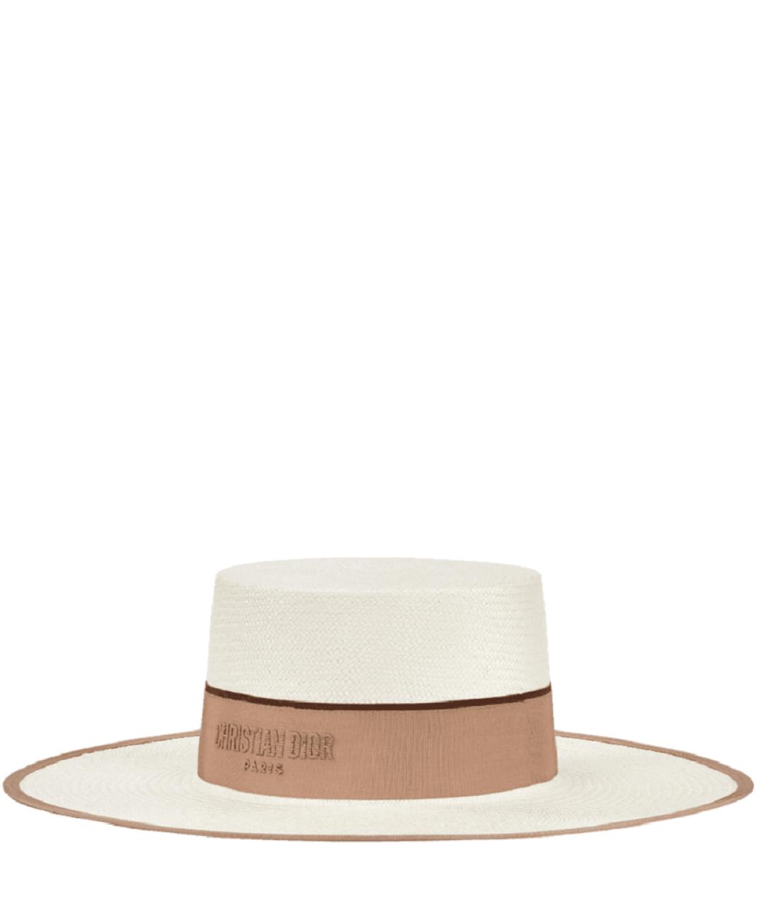 CHRISTIAN DIOR Бежевая соломенная шляпа, фото 1