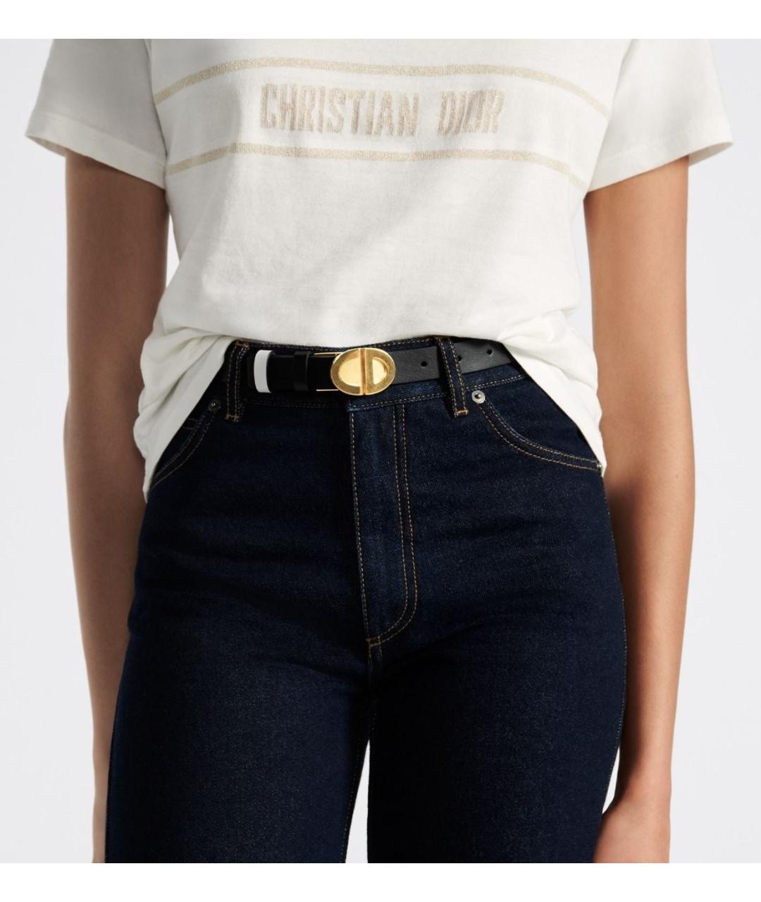 CHRISTIAN DIOR Черный кожаный ремень, фото 2