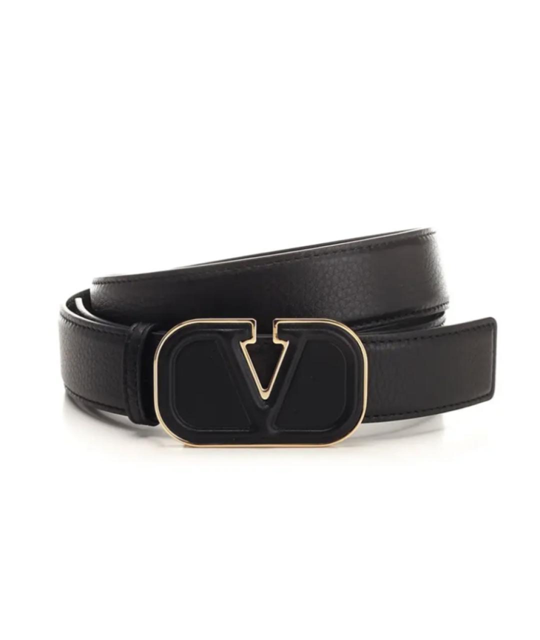 VALENTINO Черный кожаный ремень, фото 1