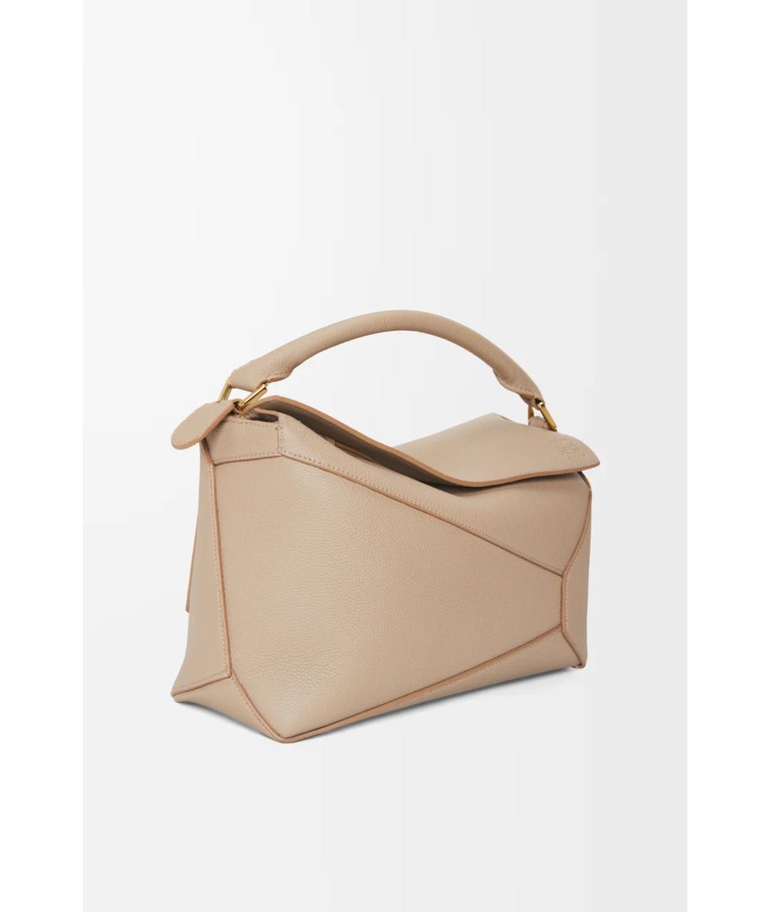 LOEWE Бежевая кожаная сумка с короткими ручками, фото 4