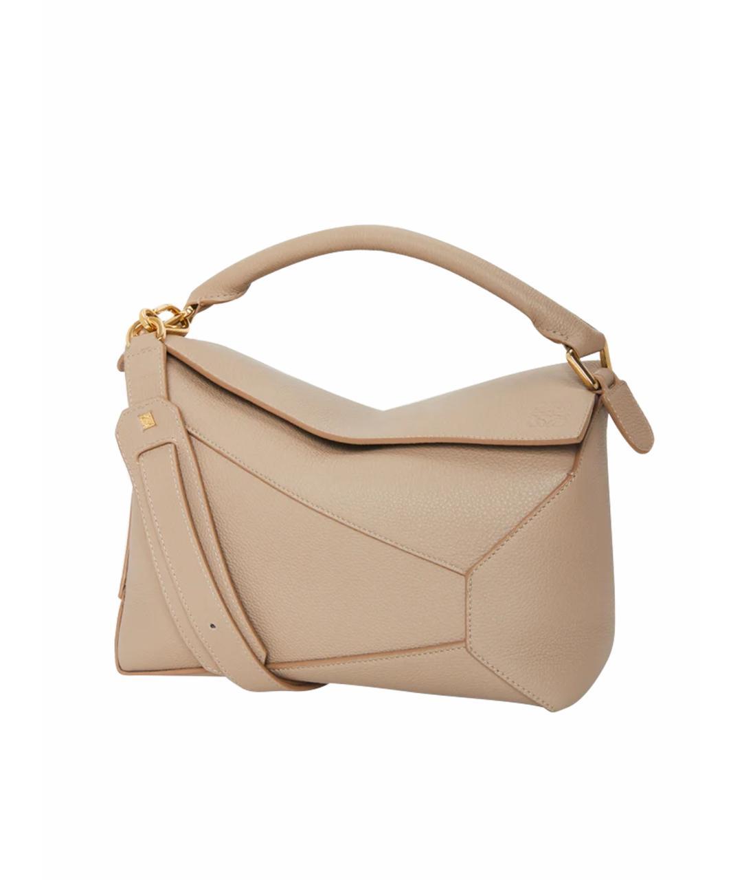 LOEWE Бежевая кожаная сумка с короткими ручками, фото 1