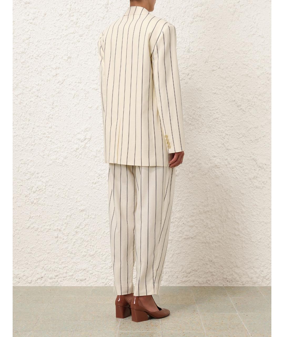 ZIMMERMANN Бежевые прямые брюки, фото 4