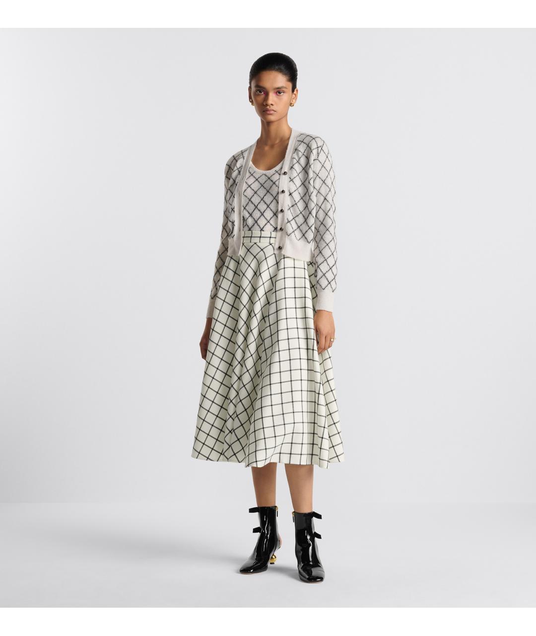 CHRISTIAN DIOR Белая шерстяная юбка миди, фото 2