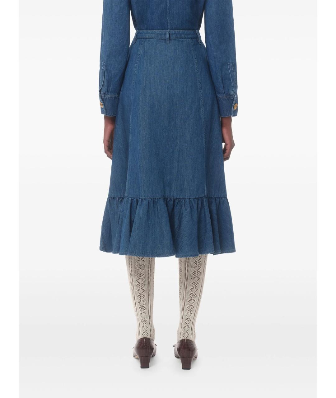 VALENTINO Синяя деним юбка миди, фото 5