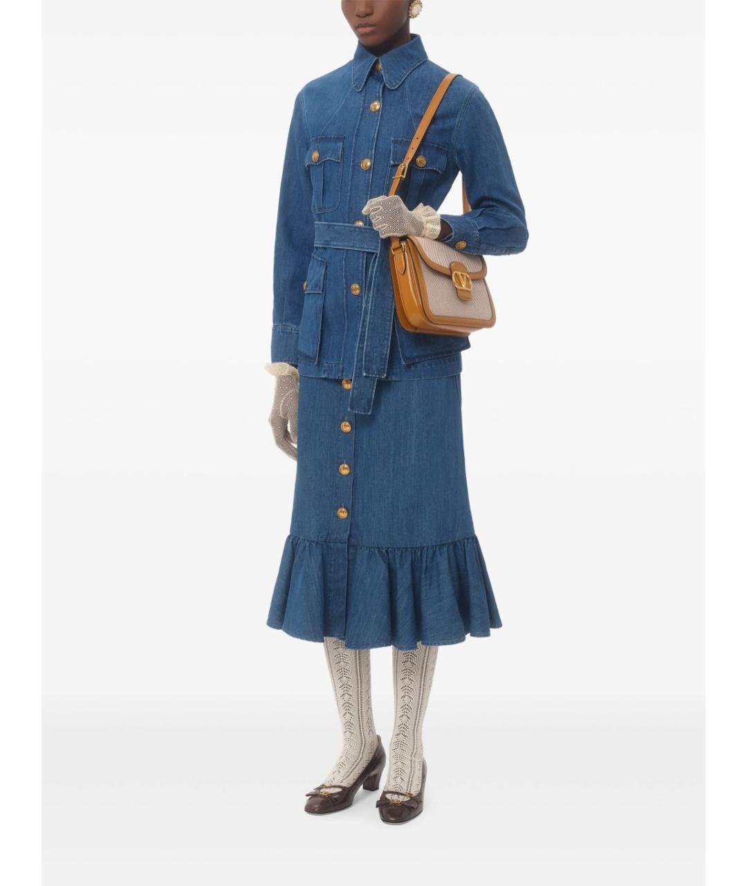 VALENTINO Синяя деним юбка миди, фото 2