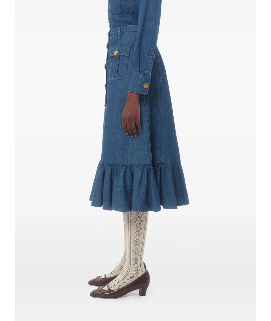 VALENTINO Синяя деним юбка миди, фото 4