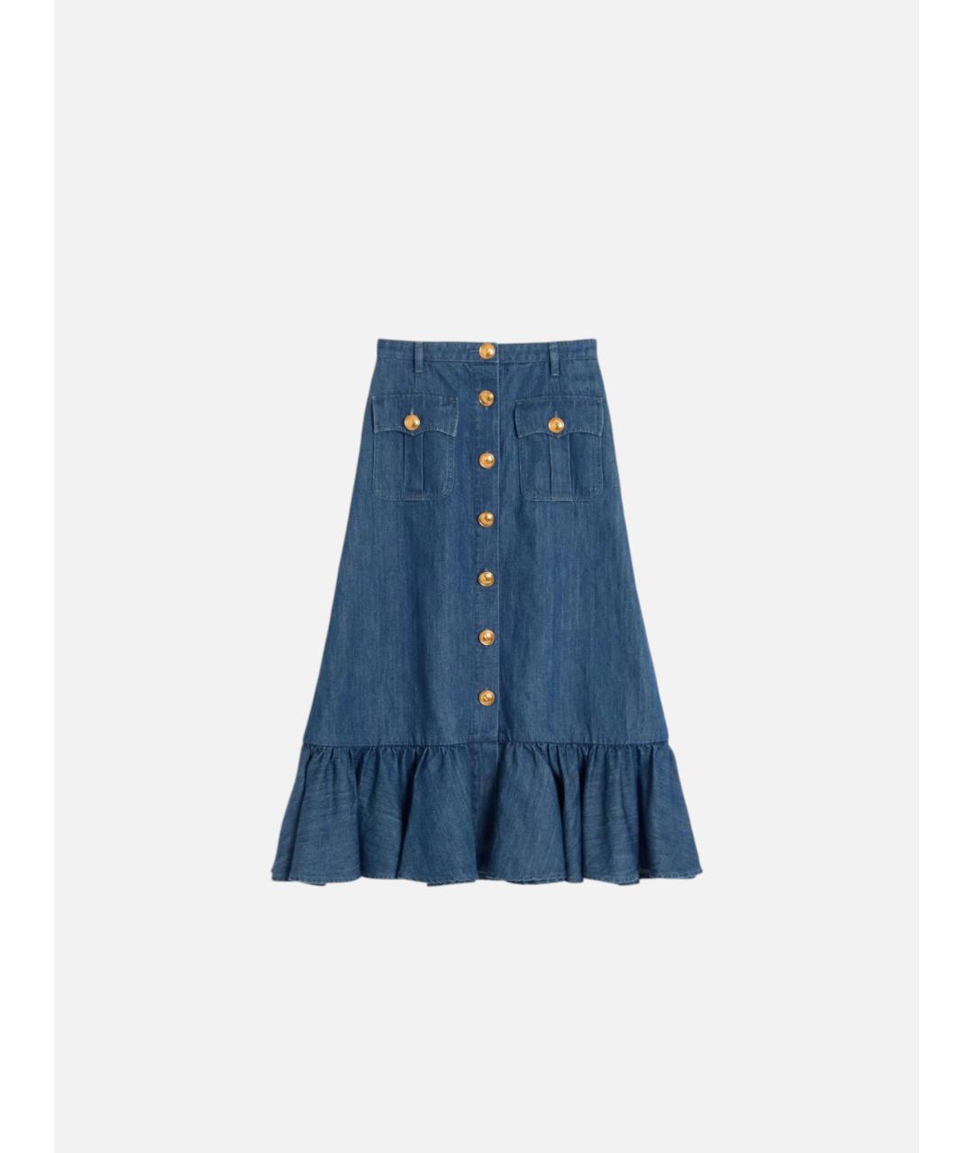 VALENTINO Синяя деним юбка миди, фото 7