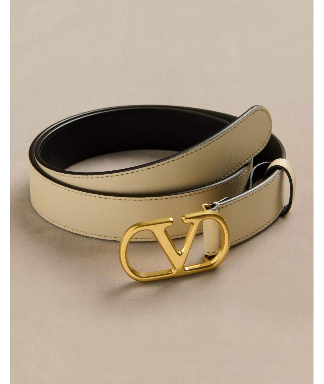 VALENTINO Бежевый кожаный ремень, фото 4