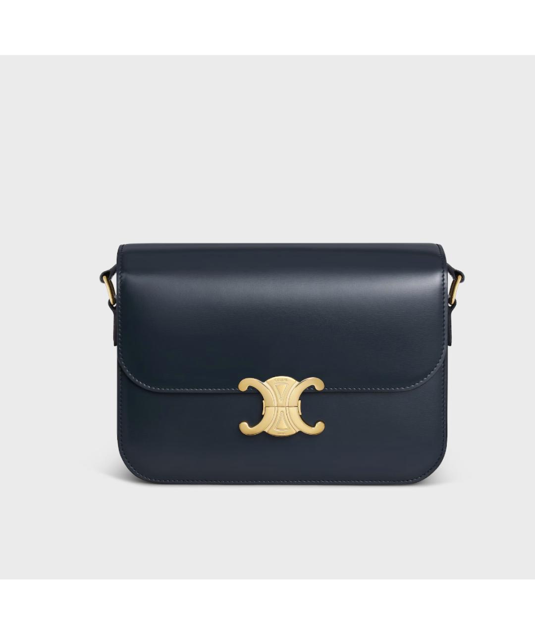 CELINE Темно-синяя кожаная сумка через плечо, фото 4